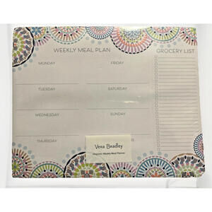 Vera Bradley Magnetic Weekly Meal Planner Sunny Medallion Perforated Magnet 52Pg